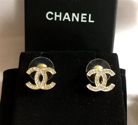 chanel stud earrings cc gold|Chanel logo stud earrings price.